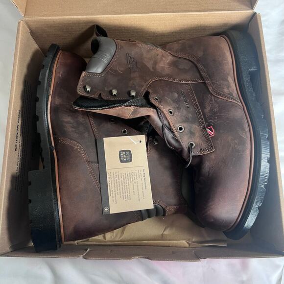 Red Wing 4200 Waterproof Work Boots Mens 12 EE Wide Brown Leather Safety Toe USA - Picture 2 of 7